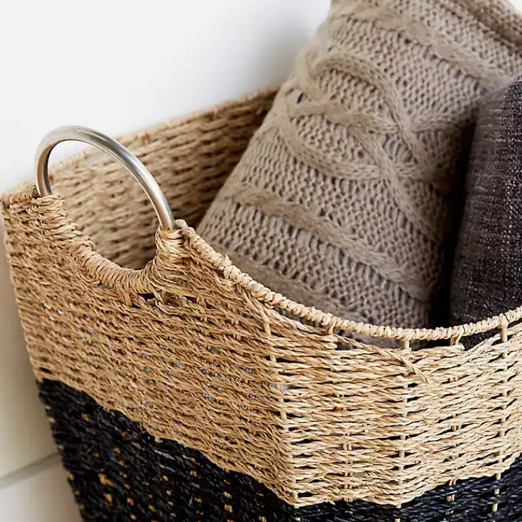Sale Striped Natural Seagrass Basket Baskets & Boxes