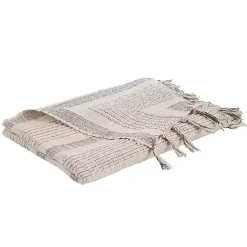 Discount Stripes and Fringe Cream Throw Blanket Blankets & Throws