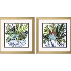 Kirklands Home Framed Art|Succulent Garden Framed Art Prints, Set of 2 Green