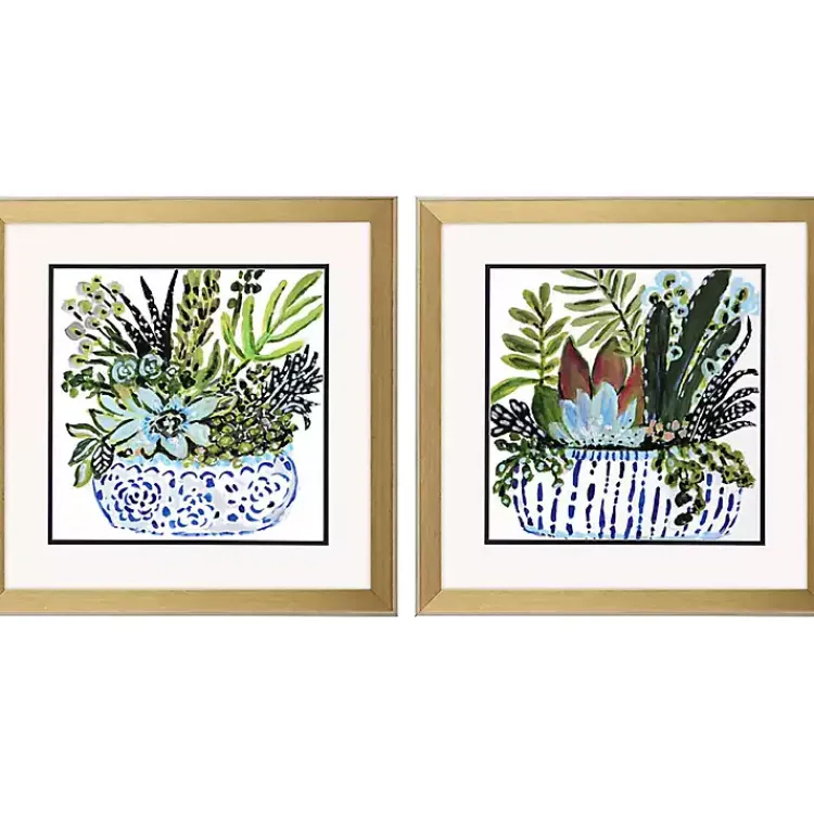 Kirklands Home Framed Art|Succulent Garden Framed Art Prints, Set of 2 Green