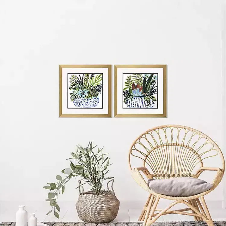 Kirklands Home Framed Art|Succulent Garden Framed Art Prints, Set of 2 Green