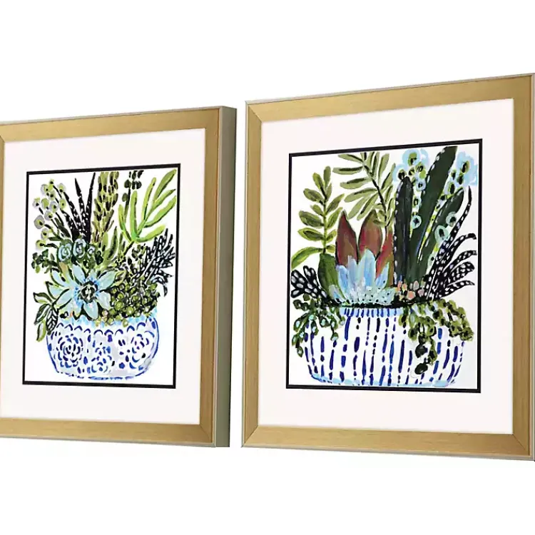 Kirklands Home Framed Art|Succulent Garden Framed Art Prints, Set of 2 Green