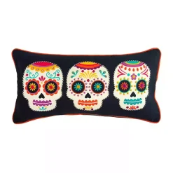 Discount Sugar Skull Trio Day of the Dead Pillow Halloween