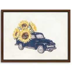 New Sunflower Farm Truck Framed Canvas Art Print Fall