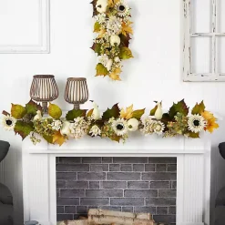 Sunflowers, Hydrangeas, and Pumpkins Garland Fall