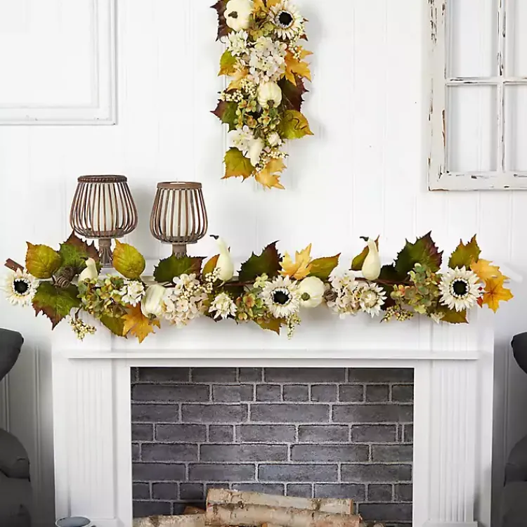 Sunflowers, Hydrangeas, and Pumpkins Garland Fall