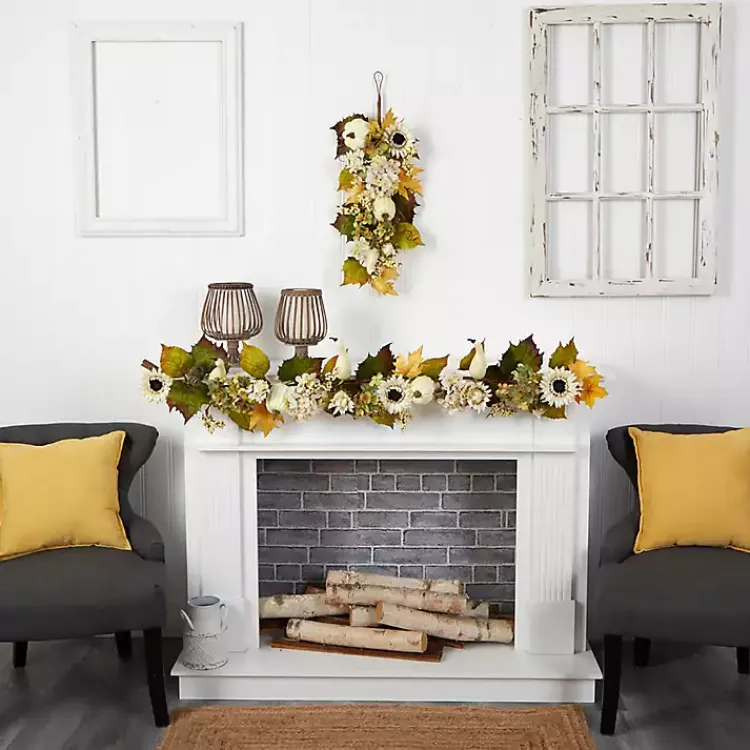 Sunflowers, Hydrangeas, and Pumpkins Garland Fall