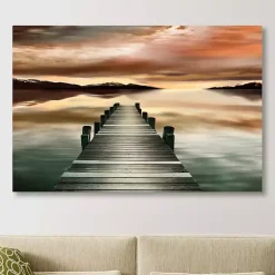 Kirklands Home Canvas Art|Sunset Jetty Giclee Canvas Art Print Multi