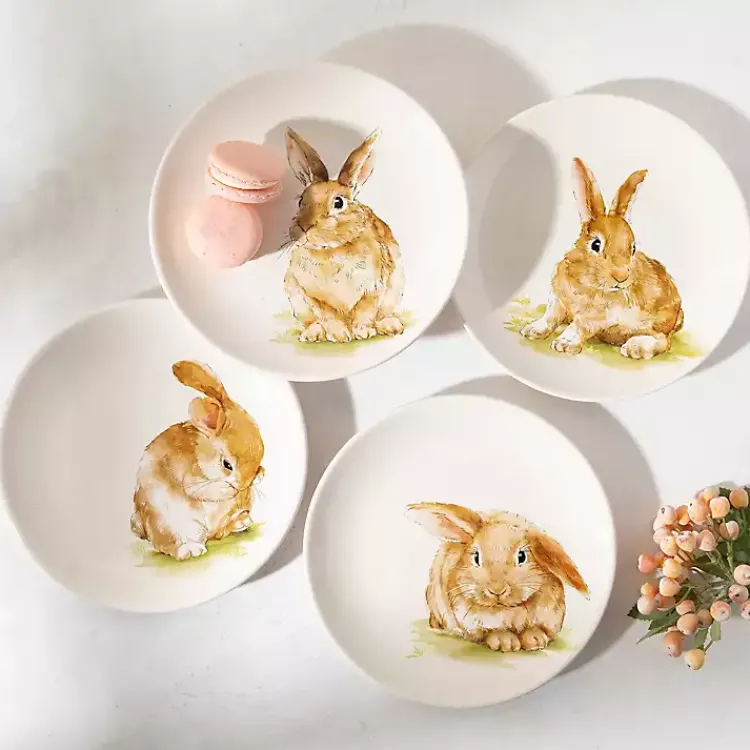 Kirklands Home Dinnerware|Sweet Bunny Salad Plates, Set of 4