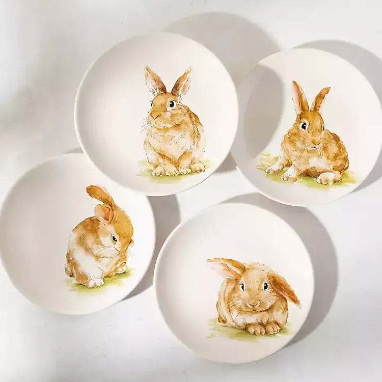 Kirklands Home Dinnerware|Sweet Bunny Salad Plates, Set of 4