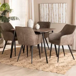 Kirklands Home Dining Tables|Table and Leather Bucket Chairs 5-pc. Dining Set