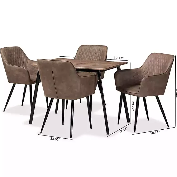 Kirklands Home Dining Tables|Table and Leather Bucket Chairs 5-pc. Dining Set
