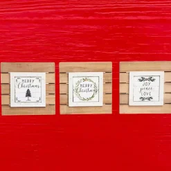 Outlet Tabletop Wood Plank Christmas Plaques, Set of 3 Christmas Decorations