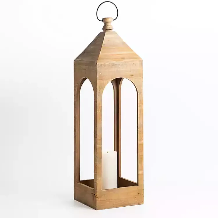 Hot Tall Natural Wood Open Lantern Lanterns