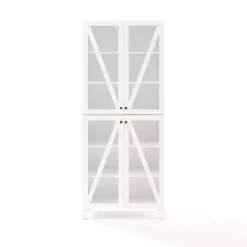 Kirklands Home Cabinets & Sideboards|Tall Triangle 4-Door Wood Cabinet White