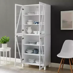 Kirklands Home Cabinets & Sideboards|Tall Triangle 4-Door Wood Cabinet White