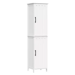 Kirklands Home Bathroom Furniture|Tall Wood 2-Door Storage Cabinet White
