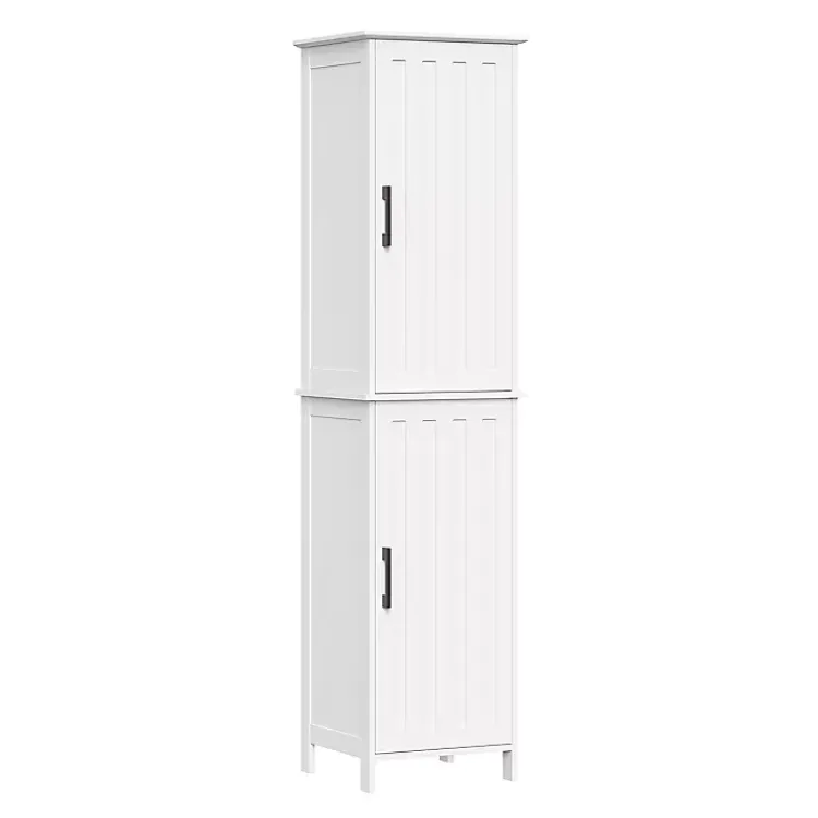 Kirklands Home Bathroom Furniture|Tall Wood 2-Door Storage Cabinet White