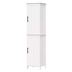 Kirklands Home Bathroom Furniture|Tall Wood 2-Door Storage Cabinet White
