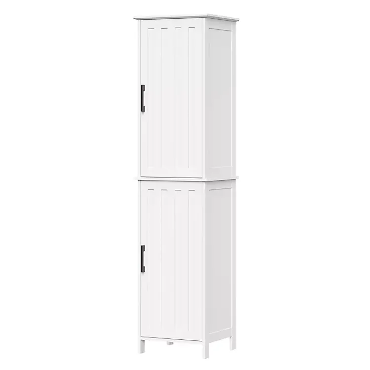 Kirklands Home Bathroom Furniture|Tall Wood 2-Door Storage Cabinet White