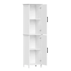 Kirklands Home Bathroom Furniture|Tall Wood 2-Door Storage Cabinet White
