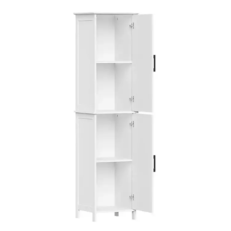 Kirklands Home Bathroom Furniture|Tall Wood 2-Door Storage Cabinet White