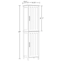 Kirklands Home Bathroom Furniture|Tall Wood 2-Door Storage Cabinet White