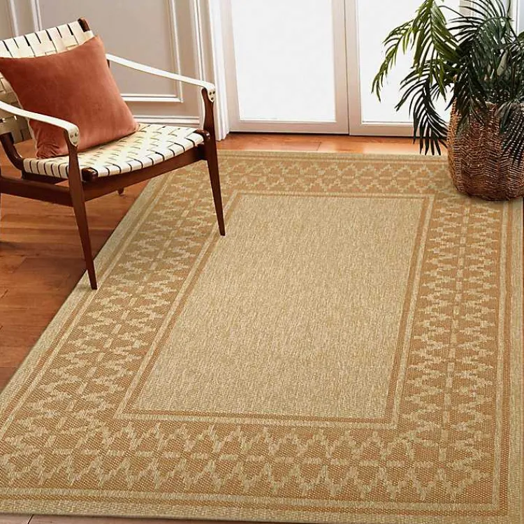 Kirklands Home Outdoor Rugs|Tan & Orange Zig Zag Indoor/Outdoor Area Rug, 7x9