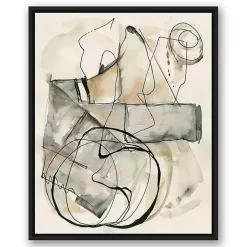 Kirklands Home Canvas Art|Tan and Black Abstract Framed Canvas Art Print