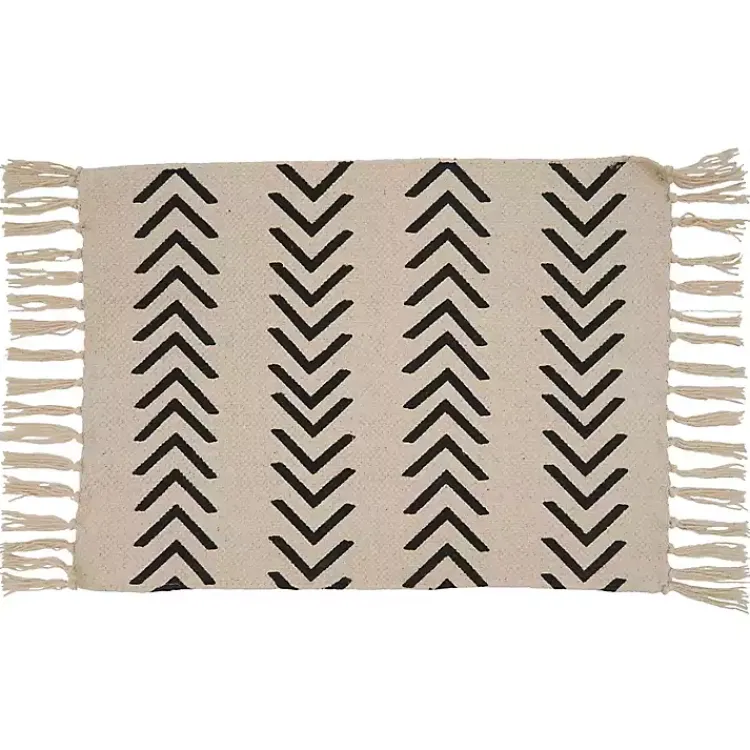 Kirklands Home Table Linens|Tan and Black Chevron Cotton Placemats, Set of 4