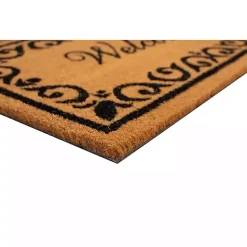 Kirklands Home Doormats|Tan and Black Scroll Welcome Doormat, 36x24 in.