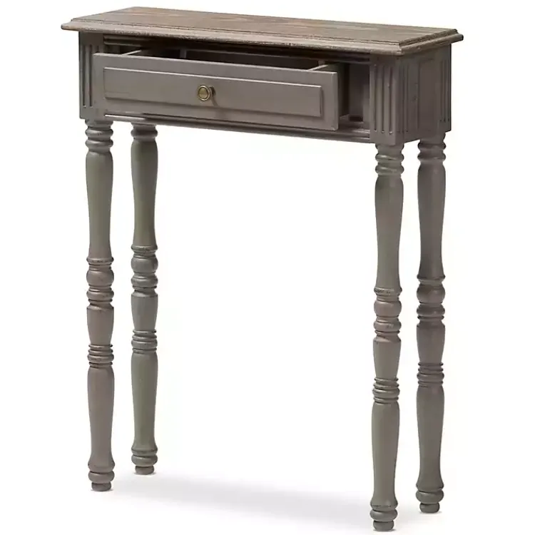 Kirklands Home Console Tables|Tan and Gray Ornate Ball Turned Console Table