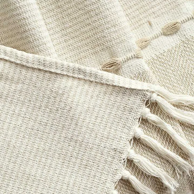 Sale Tan and White Herringbone Stripe Throw Blankets & Throws