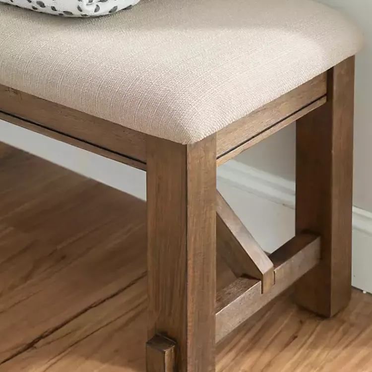 Kirklands Home Benches & Ottomans|Basketweave Upholstered Wood Bench Tan