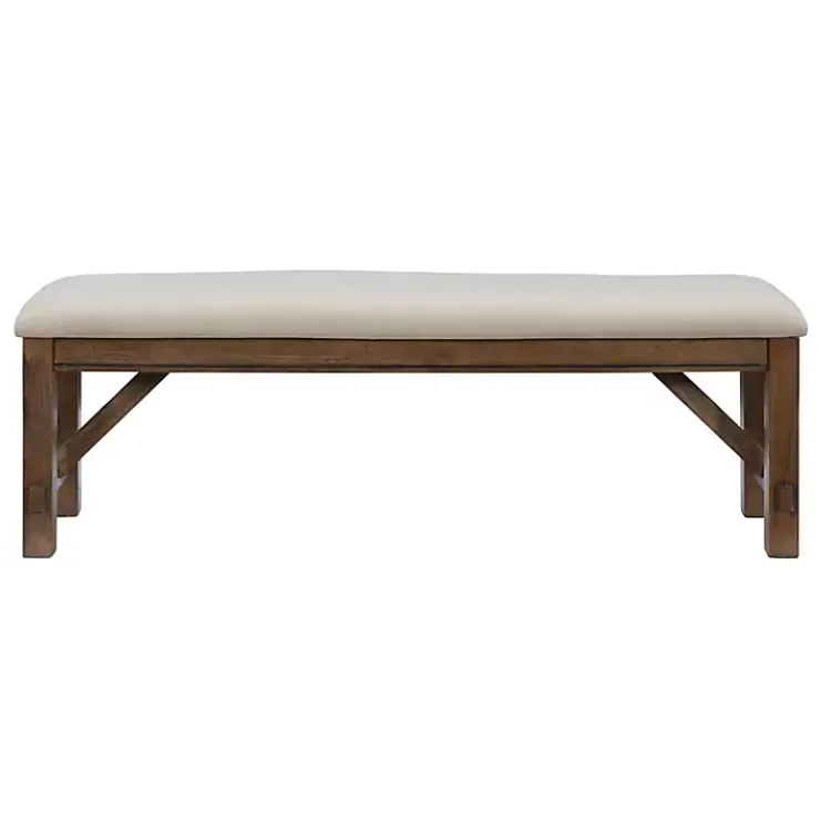 Kirklands Home Benches & Ottomans|Basketweave Upholstered Wood Bench Tan