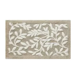 Kirklands Home Bathroom Rugs|Tan Botanical Cotton Bath Mat, 34 in.