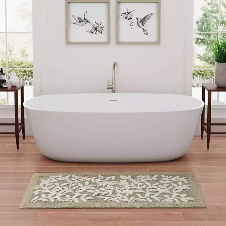 Kirklands Home Bathroom Rugs|Tan Botanical Cotton Bath Mat, 60 in.