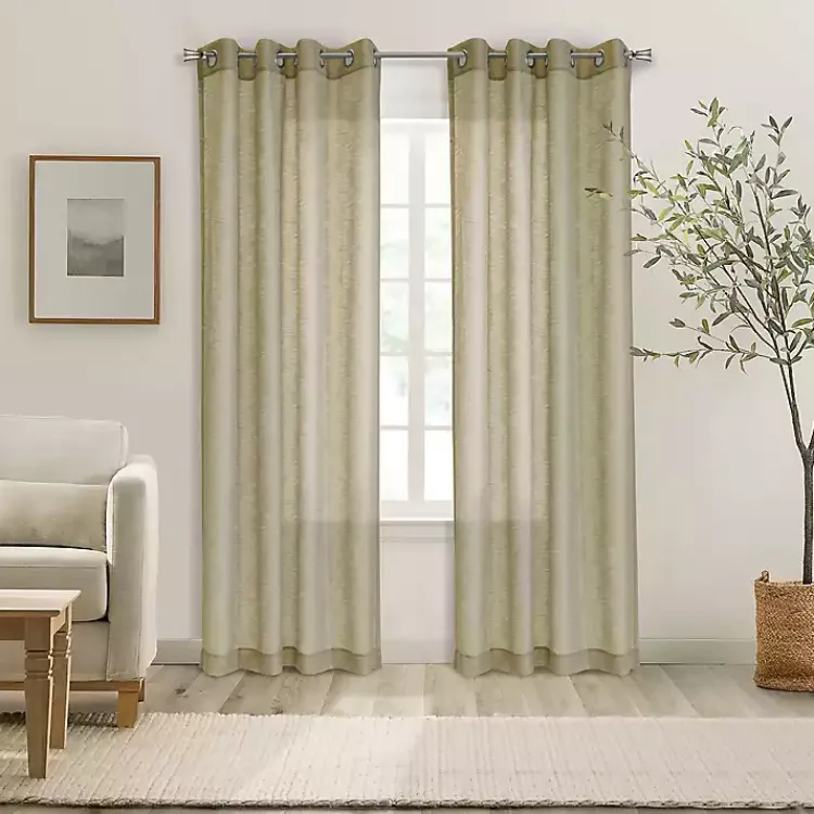 Kirklands Home Curtains & Drapes|Boucle Sheer Single Curtain Panel, 84 in. Tan
