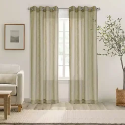 Kirklands Home Curtains & Drapes|Boucle Sheer Single Curtain Panel, 108 in. Tan