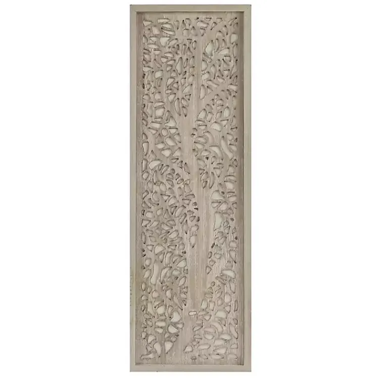 Kirklands Home Wall Plaques|Carved Wood Laurel Branches Panel Wall Plaque Tan
