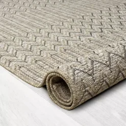 Kirklands Home Area Rugs|Chevron Indoor/Outdoor Area Rug, 7x9 Tan