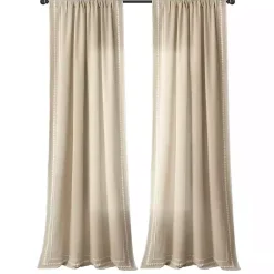 Kirklands Home Curtains & Drapes|Embroidered Ric Rac Curtain Panel, 84 in. Tan