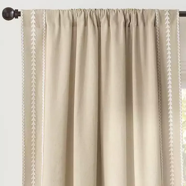 Kirklands Home Curtains & Drapes|Embroidered Ric Rac Curtain Panel, 84 in. Tan