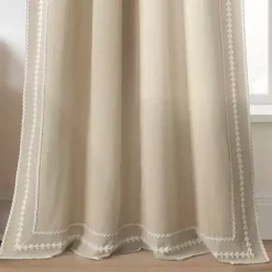 Kirklands Home Curtains & Drapes|Embroidered Ric Rac Curtain Panel, 84 in. Tan