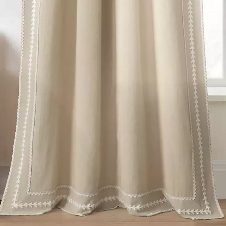 Kirklands Home Curtains & Drapes|Embroidered Ric Rac Curtain Panel, 84 in. Tan