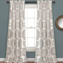 Kirklands Home Curtains & Drapes|Evie Medallion Curtain Panel Set, 95 in. Tan
