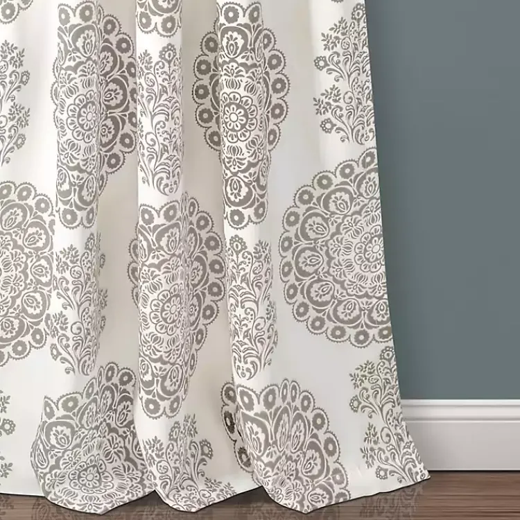 Kirklands Home Curtains & Drapes|Evie Medallion Curtain Panel Set, 95 in. Tan