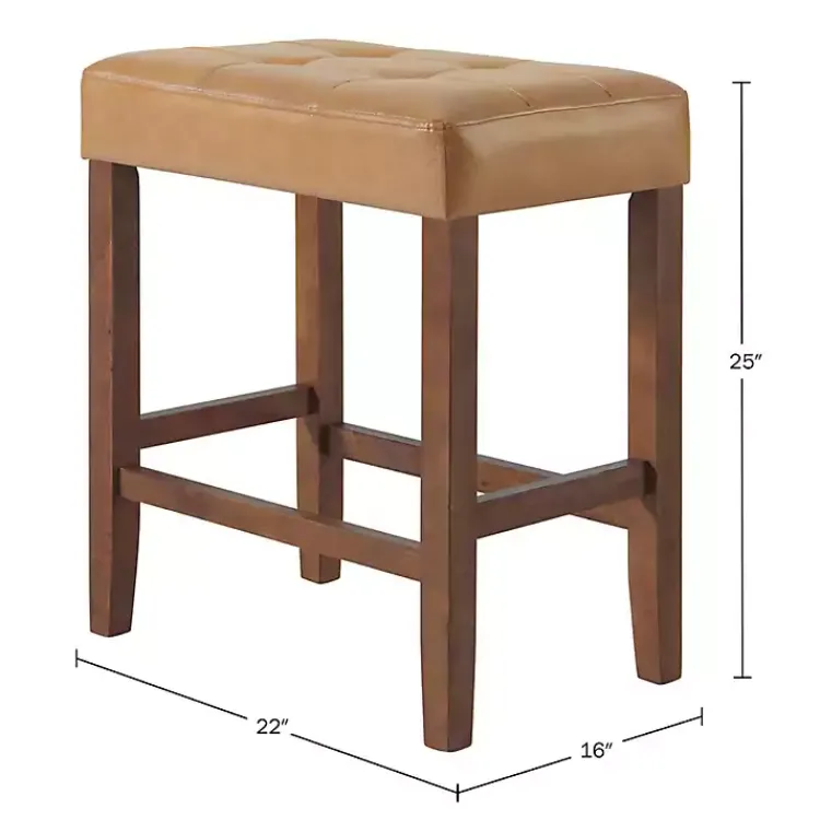 Kirklands Home Bar Stools & Counter Height Stools|Faux Leather Madison Walnut Counter Stool Tan