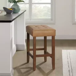 Kirklands Home Bar Stools & Counter Height Stools|Faux Leather Madison Walnut Counter Stool Tan