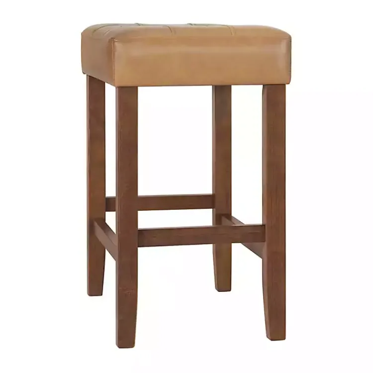 Kirklands Home Bar Stools & Counter Height Stools|Faux Leather Madison Walnut Counter Stool Tan